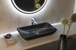 BLOK umywalka kamienna 60x11x35 cm, czarny Marquin, mat