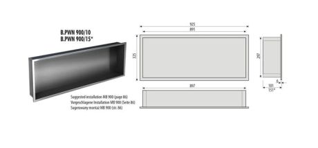 Przejdź do produktu Półka łazienkowa wnękowa do zabudowy 92,5x32,5x10 cm ze stali nierdzewnej kołnierz typu Bend MCJ B. PWN 900/10
