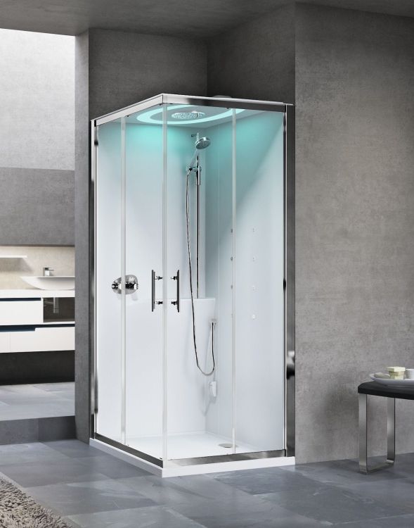 Kabina parowa z hydromasażem i funkcją sauny 90x237x90 cm Novellini Eon A EONA99M1N-1UK biały mat/chrom