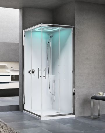 Przejdź do produktu Kabina parowa z hydromasażem i funkcją sauny 100x237x80 cm Novellini Eon A EONA109DM1N-1UK biały mat/chrom prawa