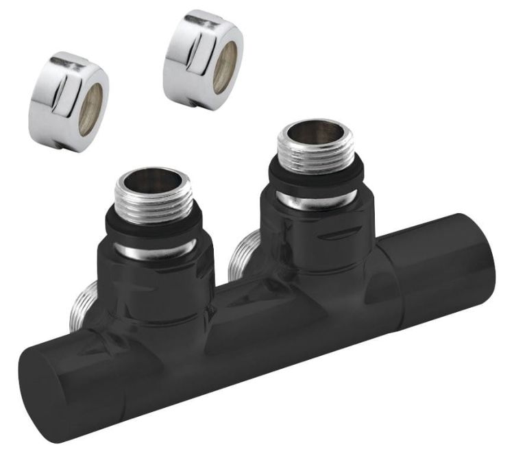 TWIN BLACK zestaw przyłączeniowy środkowy, prawy, rozstaw 50 mm, czarny mat