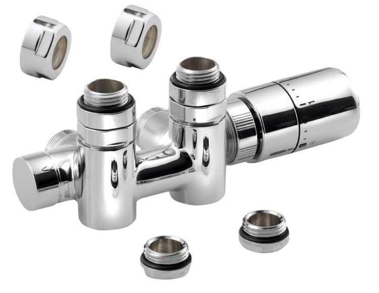 TWIN COMBI zestaw przyłączeniowy termostatyczny środkowy, rozstaw 50 mm, prawy, chrom
