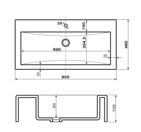 Przejdź do produktu Umywalka prostokątna nablatowa 80x46 cm Darfor UM/N/80x46/1 biała