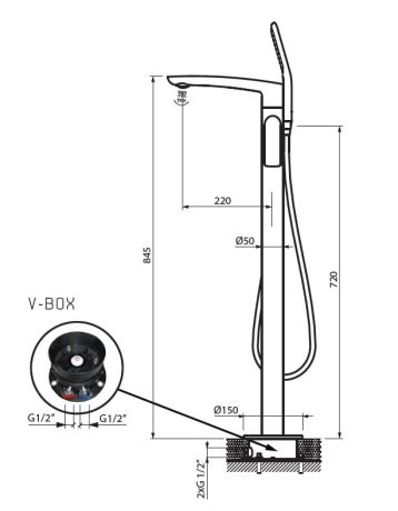 Przejdź do produktu Bateria wannowa podłogowa wolnostojąca 84,5 cm w złotym kolorze Vedo Desso Oro VBD4008/ZL