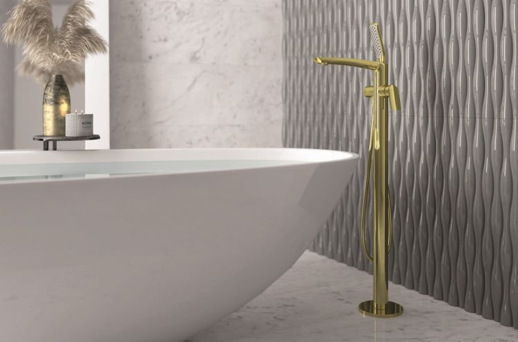 Bateria wannowa podłogowa wolnostojąca 84,5 cm w złotym kolorze Vedo Desso Oro VBD4008/ZL