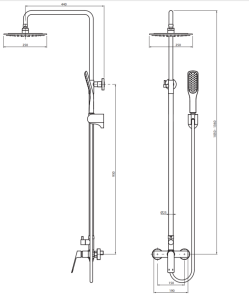 Złota kolumna natryskowa z deszczownicą okrągłą i słuchawką prysznicową Vedo Desso Oro VBD4007/ZL
