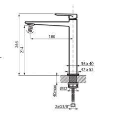 Bateria umywalkowa 26 cm wysoka z korkiem klik-klak Vedo Aletta VBA5003/C/CZ czarny mat
