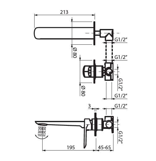 Bateria umywalkowa podtynkowa 2-otworowa w kolorze czarny mat Vedo Aletta VBA5012/CZ