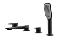 Bateria wannowa 4-otworowa ze słuchawką prysznicową i wylewką Vedo Aletta Nero VBA5040/CZ czarny mat