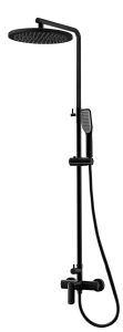 Czarna kolumna prysznicowa z okrągłą deszczownicą 25 cm i słuchawką prysznicową Vedo Aletta Nero VBA5007/CZ