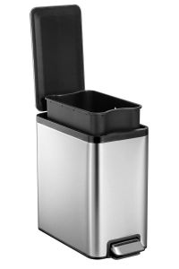 ECOSLIM kosz na śmieci z pedałem 8l, Soft Close, stal nierdzewna szczotkowana