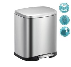 DELLA kosz na śmieci z pedałem 6l, Soft Close, stal nierdzewna szczotkowana