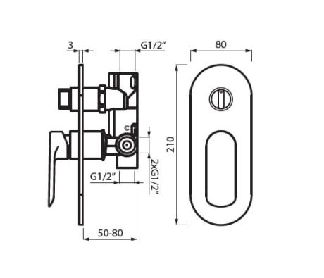 Przejdź do produktu Bateria natryskowa podtynkowa 8x21 cm z przełącznikiem Vedo Aletta VBA5016/CZ czarny mat