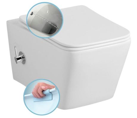 Przejdź do produktu PORTO CLEANWASH WC wiszące Rimless, z prysznicem bidetowym i baterią, 36x52cm, biały