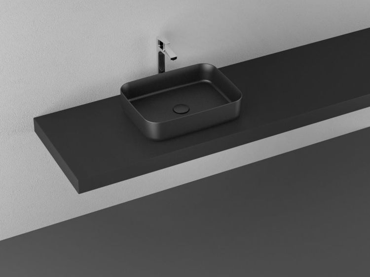 INFINITY RECTANGLE keramické umyvadlo na desku, 50x36 cm, černá mat