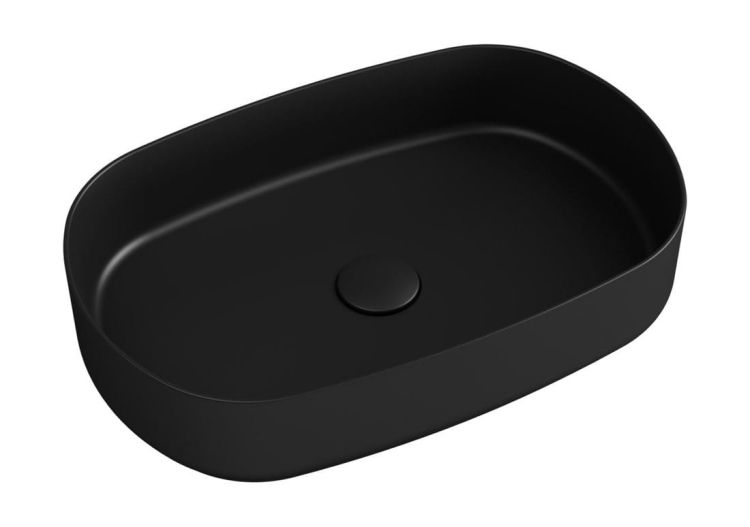 INFINITY OVAL keramické umyvadlo na desku, 55x36 cm, černá mat