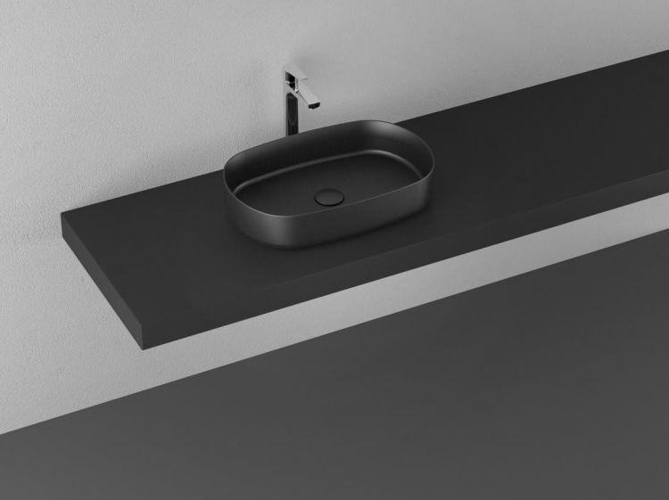 INFINITY OVAL keramické umyvadlo na desku, 55x36 cm, černá mat