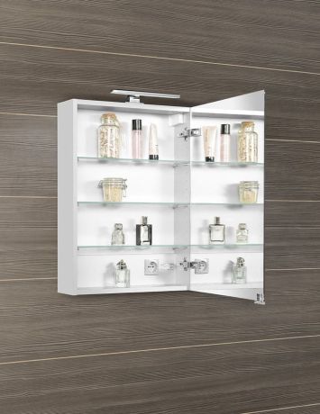 Przejdź do produktu MIRRÓ szafka z lustrem, oświetlenie LED, 50x70x16cm, lewa/prawa, biała