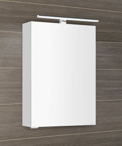 MIRRÓ szafka z lustrem, oświetlenie LED, 50x70x16cm, lewa/prawa, biała