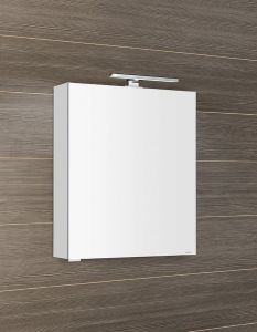 MIRRÓ szafka z lustrem, oświetlenie LED, 60x70x16cm, lewa/prawa, biała