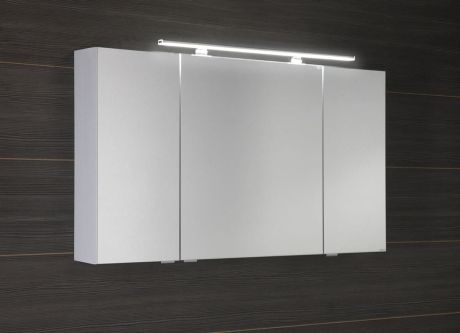 Przejdź do produktu MIRRÓ szafka z lustrem, oświetlenie LED, 3 drzwiczki, 120x70x16cm, biała