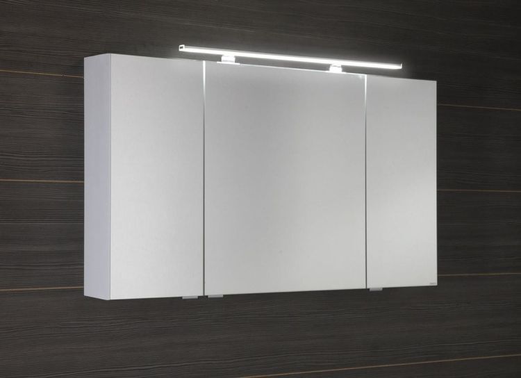 MIRRÓ szafka z lustrem, oświetlenie LED, 120x70x16cm, 3 drzwiczki,biała