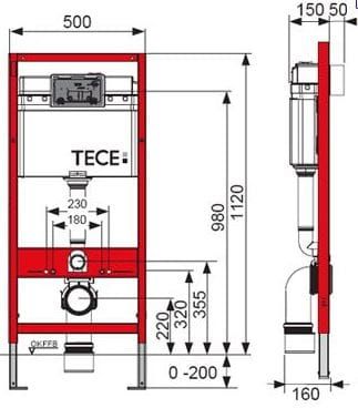 Przejdź do produktu Bezkołnierzowa miska prostokątna WC 36x52 cm Kerra ze stelażem podtynkowym Tece i czarnym przyciskiem TeceNow TinosBLM+Tece