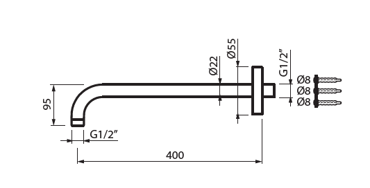 Ramię Vedo VSN0204/CR chrom