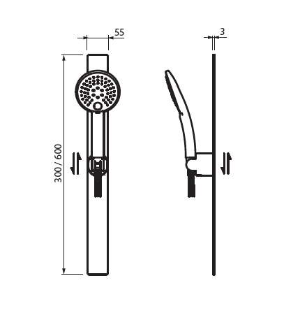 Drążek prysznicowy 30 cm ze słuchawką prysznicową Vedo Magnetico 4186/30/CR chrom