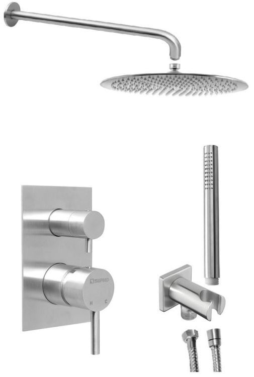 MINIMAL podomítkový sprchový set s pákovou baterií, 2 výstupy, nerez