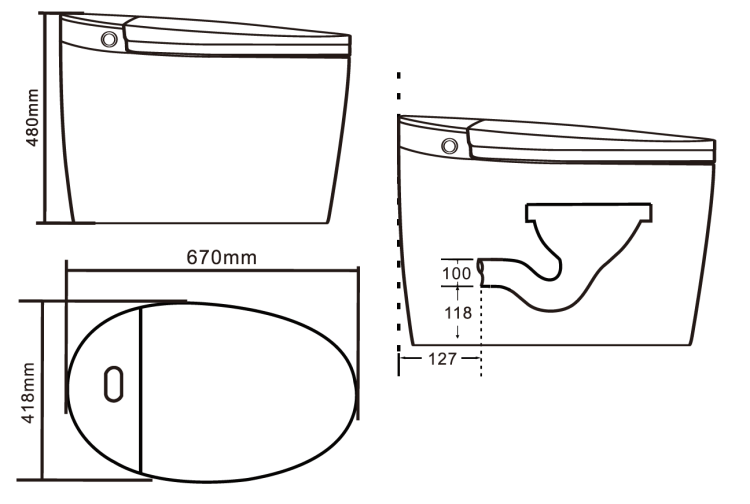 Elektroniczna toaleta WC myjąca stojąca Major&Maker LUXURIOUS biały