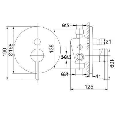 Y bateria prysznicowo-wannowa podtynkowa Y1235GLB