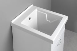 Zlew ceramiczny z szafką i syfonem w zestawie