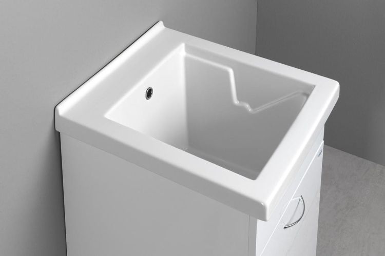 Zlew ceramiczny z szafką i syfonem w zestawie