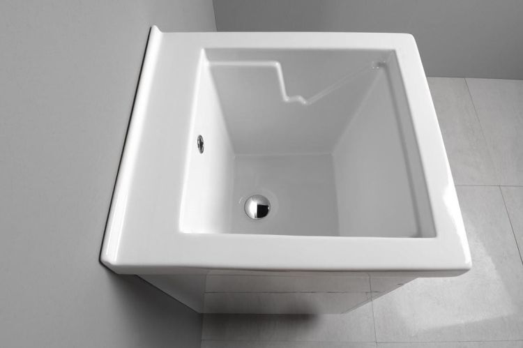 Zlew ceramiczny z szafką i syfonem w zestawie