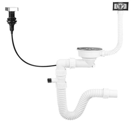 Przejdź do produktu Syfon zlewozmywakowy z przelewem, sterowaniem i kranem, 6/4", z odpływem, DN40