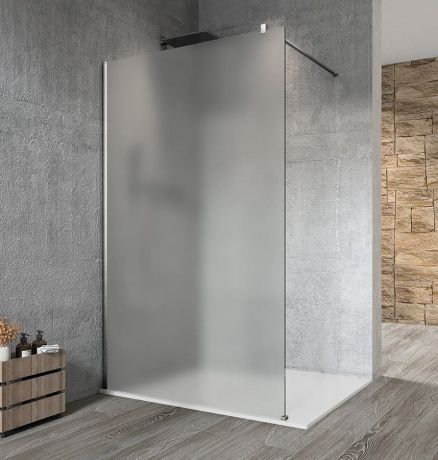 Przejdź do produktu VARIO CHROME jednoczęściowa kabina prysznicowa Walk-In, montaż przy ścianie, szkło matowe, 700 mm