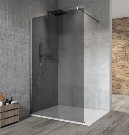 Przejdź do produktu VARIO CHROME jednoczęściowa kabina przysznicowa Walk-In, montaż przy ścianie, szkło dymione, 800 mm