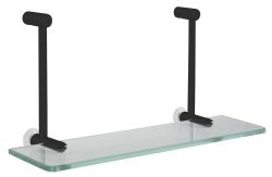 Półka szklana do powieszenia na kabinie prysznicowej 400x180x125mm, czarny mat