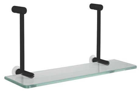 Przejdź do produktu Półka szklana do powieszenia na kabinie prysznicowej 400x180x125mm, czarny mat