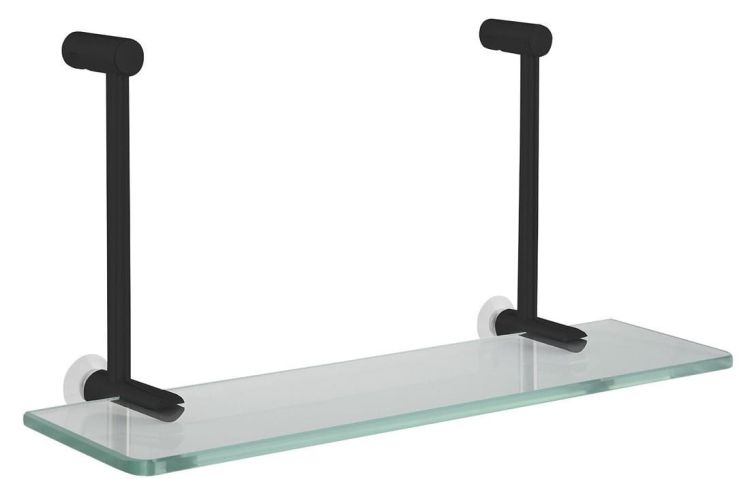 Półka szklana do powieszenia na kabinie prysznicowej 400x180x125mm, czarny mat