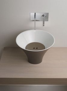 FLUTE umywalka ceramiczna nablatowa, średnica 40cm