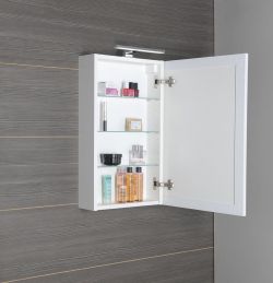 GRETA szafka z lustrem z oświetleniem LED, 50x70x14cm, biała mat
