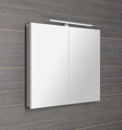 GRETA szafka z lustrem, oświetlenie LED, 80x70x14cm, biała mat