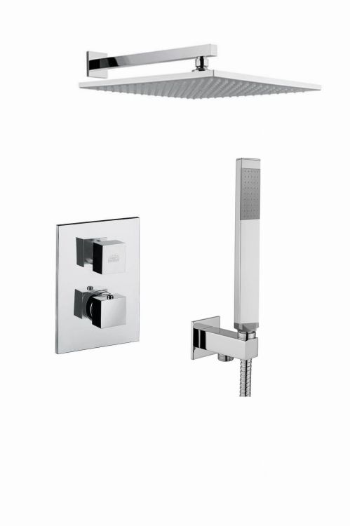 Bateria termostatyczna podtynkowa Paffoni Level z deszczownicą kompletny zestaw LEQ518ZSC3B chrom