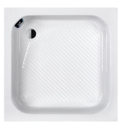 brodzik kwadratowy Sanplast 90x90x28 cm widok ryflowanego dna i syfonu.JPG