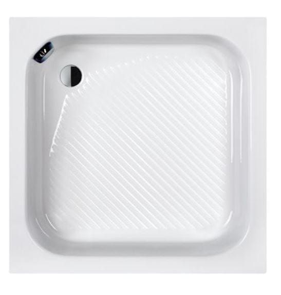 brodzik kwadratowy Sanplast 90x90x28 cm widok ryflowanego dna i syfonu.JPG