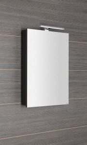 GRETA szafka z lustrem z oświetleniem LED, 50x70x14cm, czarny mat