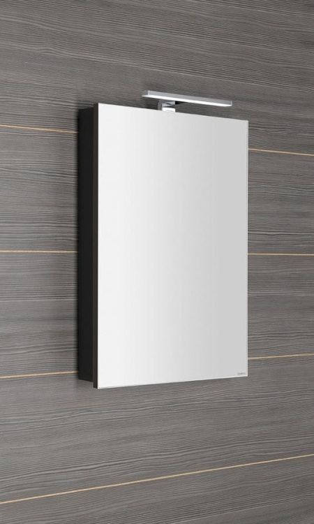 GRETA szafka z lustrem z oświetleniem LED, 50x70x14cm, czarny mat