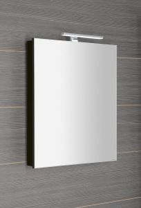 GRETA szafka z lustrem, oświetlenie LED, 60x70x14cm, czarny mat